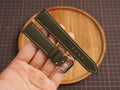 Bespoke Dark Olive Canvas Watch Strap White Stitching, Dress Watch Band