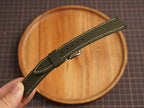 Bespoke Dark Olive Canvas Watch Strap White Stitching, Dress Watch Band
