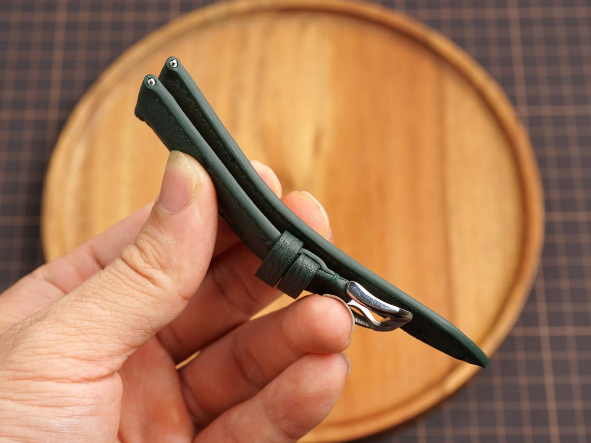 Bespoke Olive Green Ostrich Leather Watch Strap
