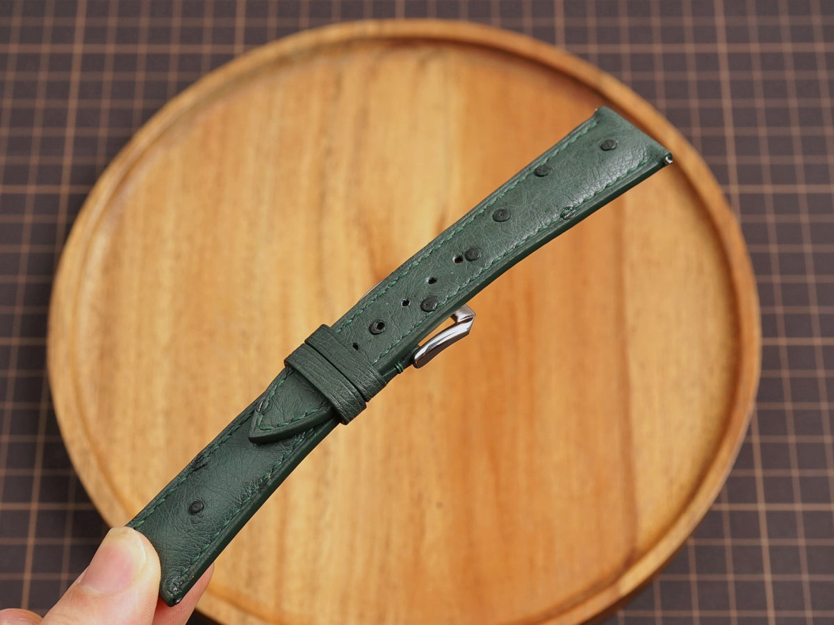 Bespoke Olive Green Ostrich Leather Watch Strap
