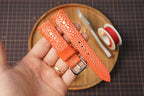Bespoke Orange Double Pearl Stingray Leather Watch Strap 16/17/18/19/20/21/22/23/24/26/27mm