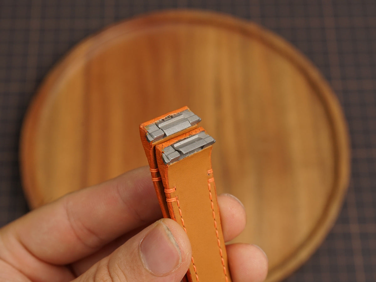 Bespoke Orange Togo Leather Watch Strap for Cartier Santos, Roadster, Dumont