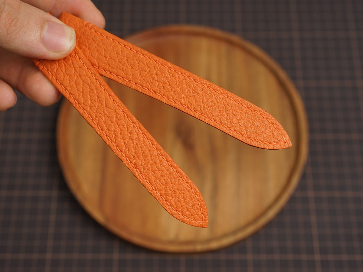 Bespoke Orange Togo Leather Watch Strap for Cartier Santos, Roadster, Dumont