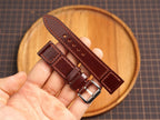 Bespoke Oxblood Burgundy Shell Cordovan Leather Watch Strap for JLC 16/17/18/19/20/21mm