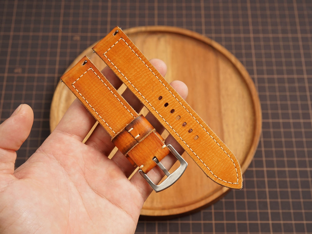 Bespoke Patina Brown Leather Watch Strap, Diver Watch Band
