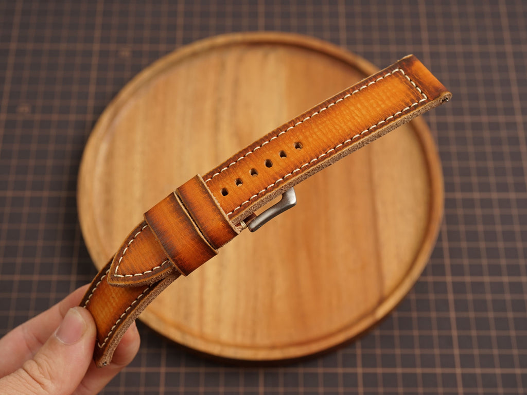 Bespoke Patina Brown Leather Watch Strap, Diver Watch Band