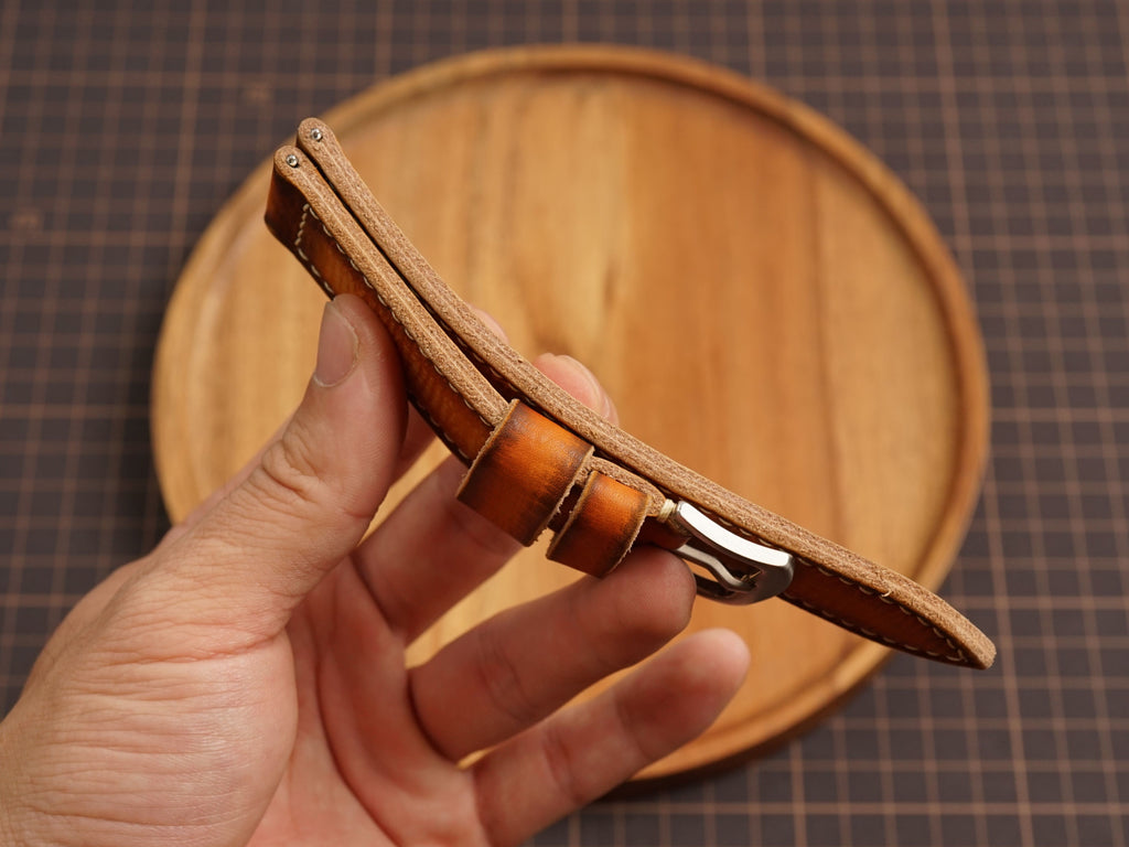 Bespoke Patina Brown Leather Watch Strap, Vintage Leather Watch Band