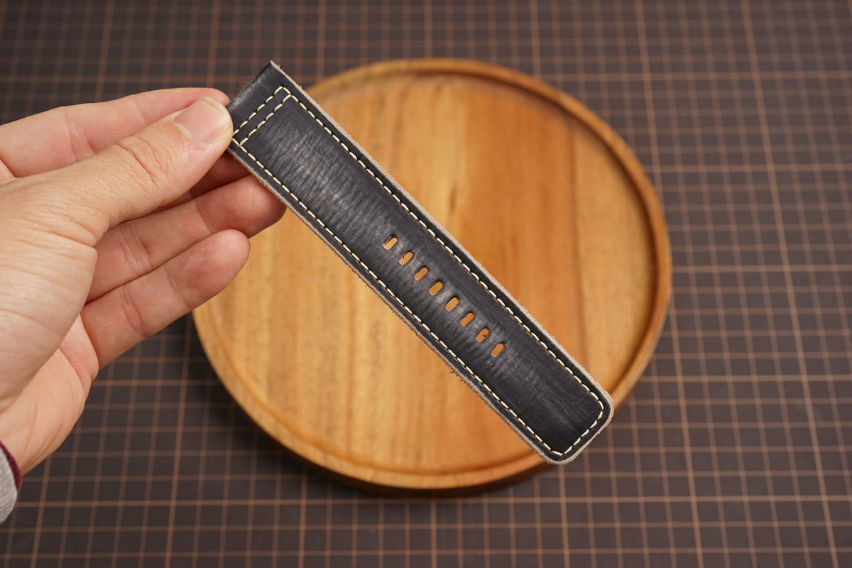 Bespoke Patina Dark Gray Leather Watch Strap for Panerai 20/22/24/26/27mm