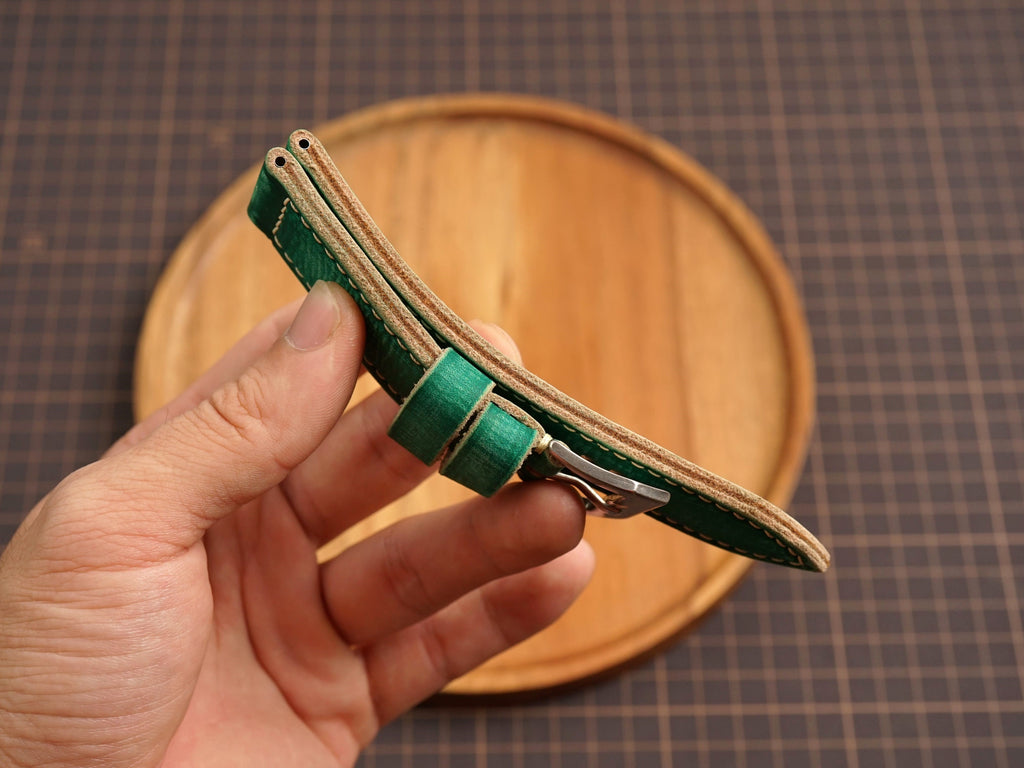 Bespoke Patina Green Leather Watch Strap for Panerai 20/22/24/26/27mm