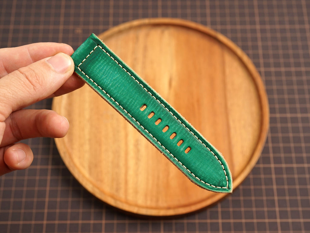 Bespoke Patina Green Leather Watch Strap for Panerai 20/22/24/26/27mm