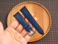 Bespoke Patina Navy Veg Tan Leather Watch Strap, Vintage Watch Band