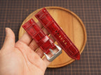 Bespoke Patina Red Exotic Alligator Leather Watch Strap for Panerai 20/22/24/26/27mm