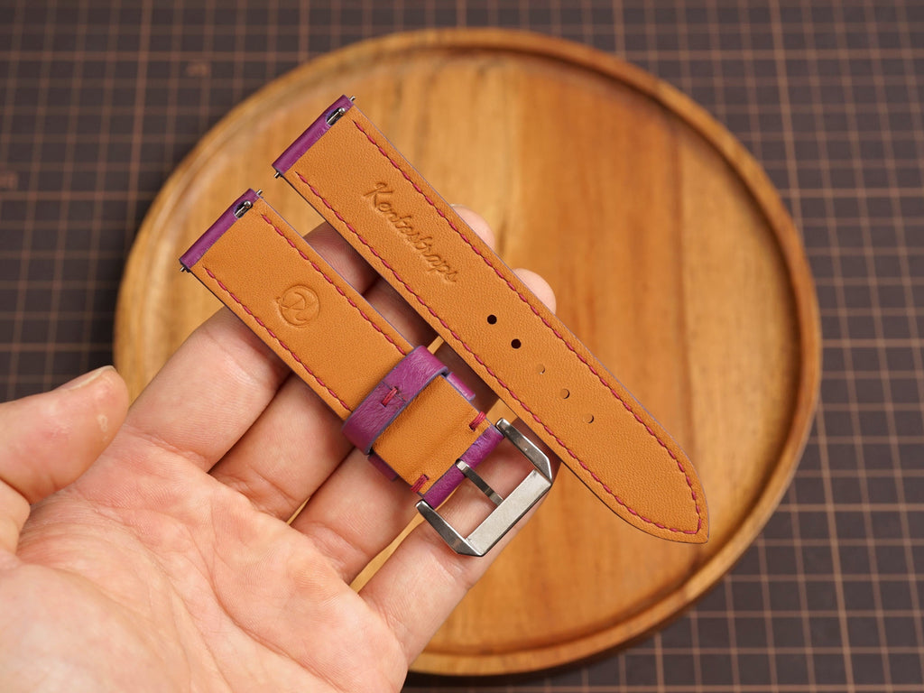 Bespoke Purple Ostrich Leather Watch Strap, Dress Watch Band