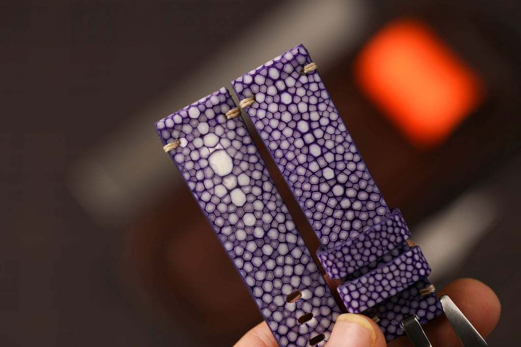 Bespoke Purple Single Pearl Stingray Leather Watch Strap for Panerai 20/22/24/26/27mm