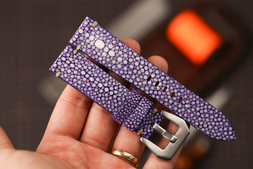 Bespoke Purple Single Pearl Stingray Leather Watch Strap for Panerai 20/22/24/26/27mm
