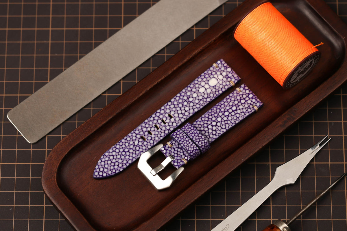 Bespoke Purple Single Pearl Stingray Leather Watch Strap for Panerai 20/22/24/26/27mm
