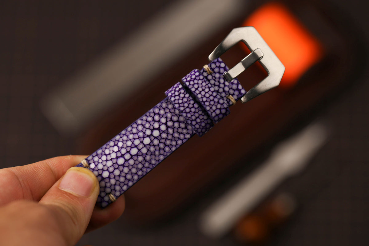 Bespoke Purple Single Pearl Stingray Leather Watch Strap for Panerai 20/22/24/26/27mm
