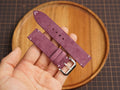 Bespoke Berry Purple Suede Leather Watch Strap, Vintage Watch Band