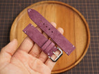 Bespoke Berry Purple Suede Leather Watch Strap, Vintage Watch Band