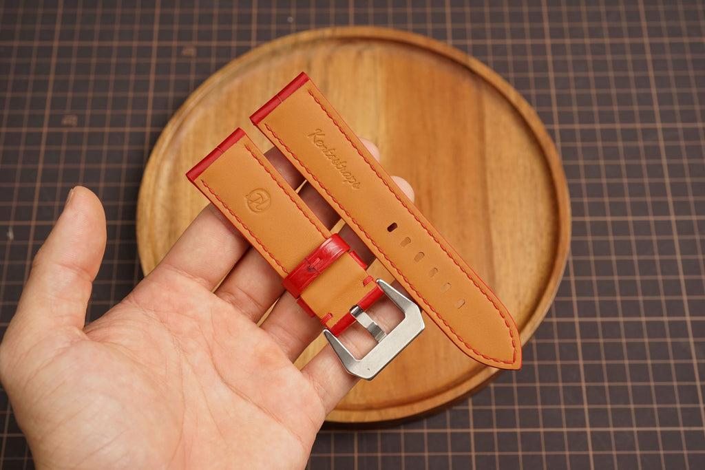 Bespoke Red Alligator Leather Watch Strap for Panerai 20/22/24/26/27mm