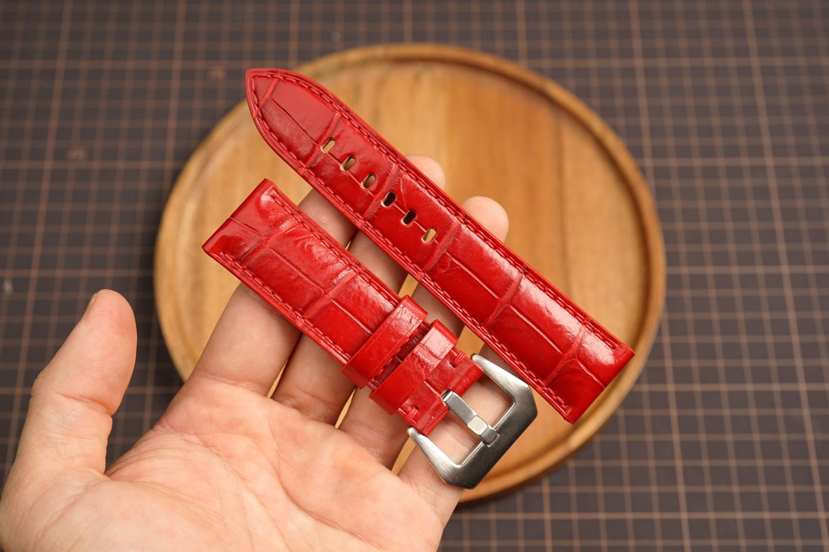 Bespoke Red Alligator Leather Watch Strap for Panerai 20/22/24/26/27mm