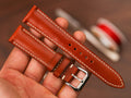 Bespoke Red Brown Leather Watch Strap, Dress Watch Band