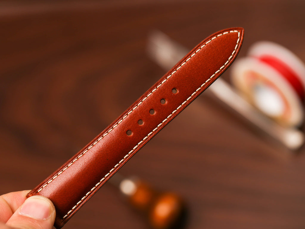 Bespoke Red Brown Leather Watch Strap, Dress Watch Band