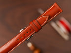 Bespoke Red Brown Leather Watch Strap, Dress Watch Band