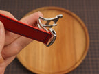 Bespoke Red Buttero Leather Watch Strap for Omega with Deployant Clasp, Navy Stitching