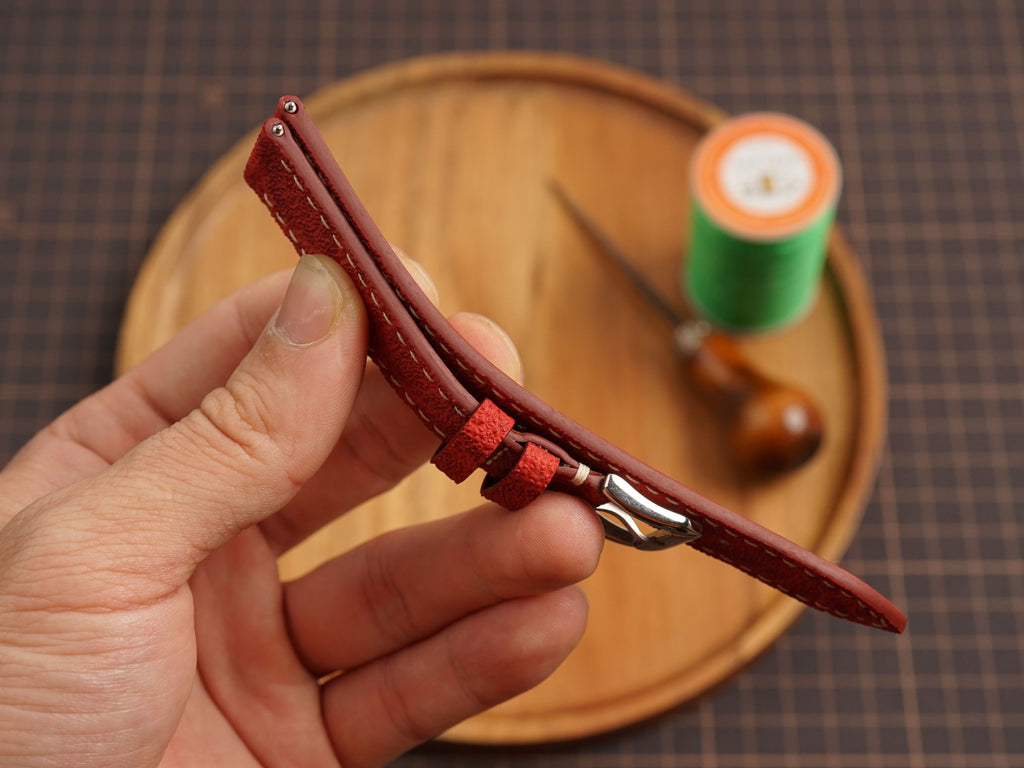 Bespoke Red Nubuck Exotic Leather Watch Strap, Dress Watch Band