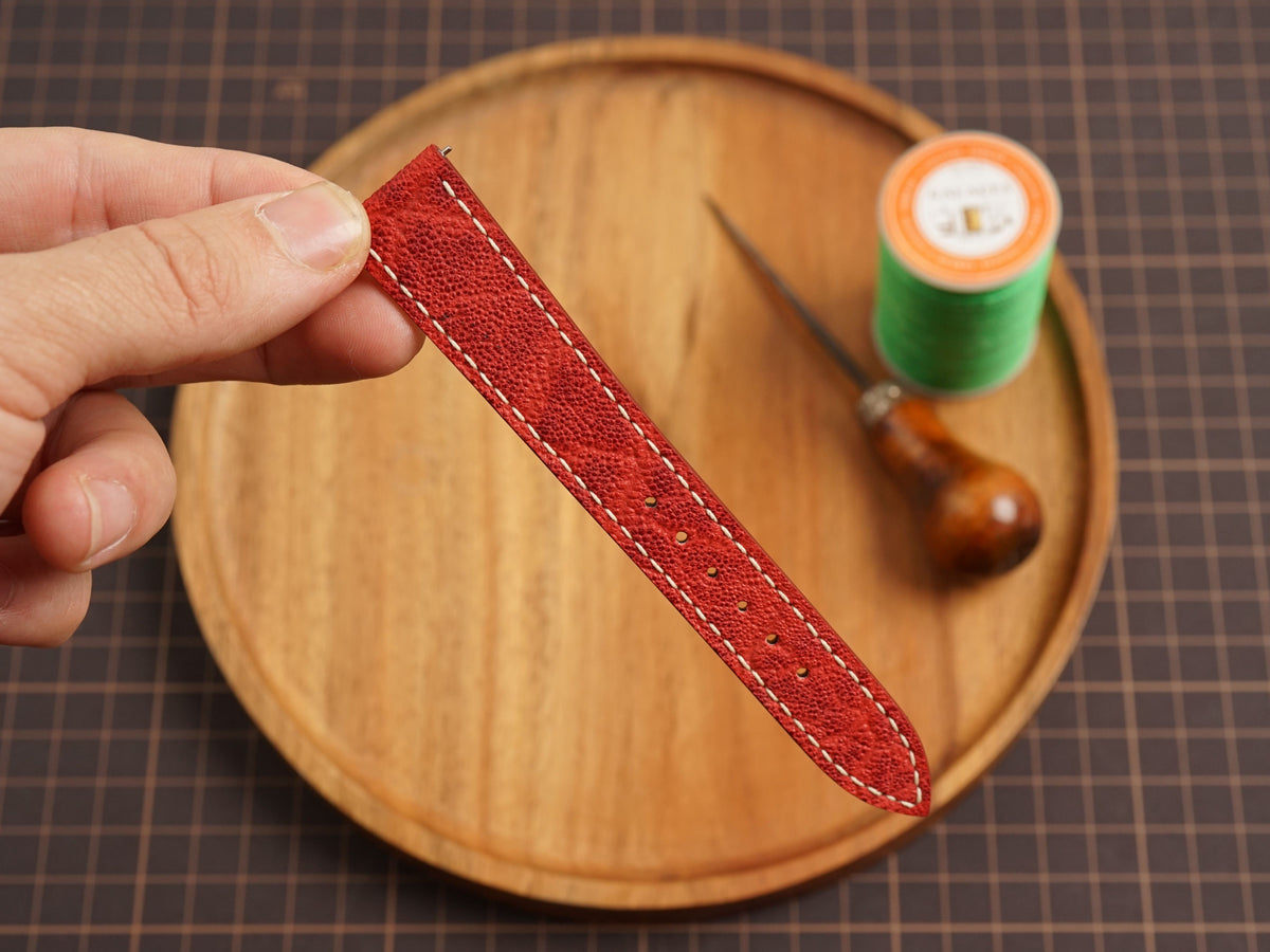 Bespoke Red Nubuck Exotic Leather Watch Strap, Dress Watch Band