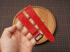 Bespoke Red Ostrich Leather Watch Strap, Flat and Padded Style