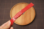 Bespoke Red Ostrich Leather Watch Strap, Flat and Padded Style