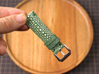 Bespoke Single Pearl Olive Green Stingray Leather Watch Strap, Dress Watch Strap