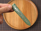 Bespoke Single Pearl Olive Green Stingray Leather Watch Strap, Dress Watch Strap