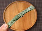 Bespoke Single Pearl Olive Green Stingray Leather Watch Strap, Dress Watch Strap