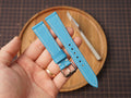 Bespoke Sky Blue Alran Leather Watch Strap, Flat Design, Dress Watch Band