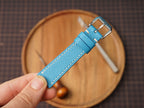 Bespoke Sky Blue Alran Leather Watch Strap, Flat Design, Dress Watch Band