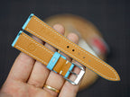 Bespoke Sky Blue Epsom Leather Watch Strap, Dress Watch Band