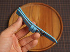 Bespoke Sky Blue Epsom Leather Watch Strap with Orange Stitching, Dress Watch Band