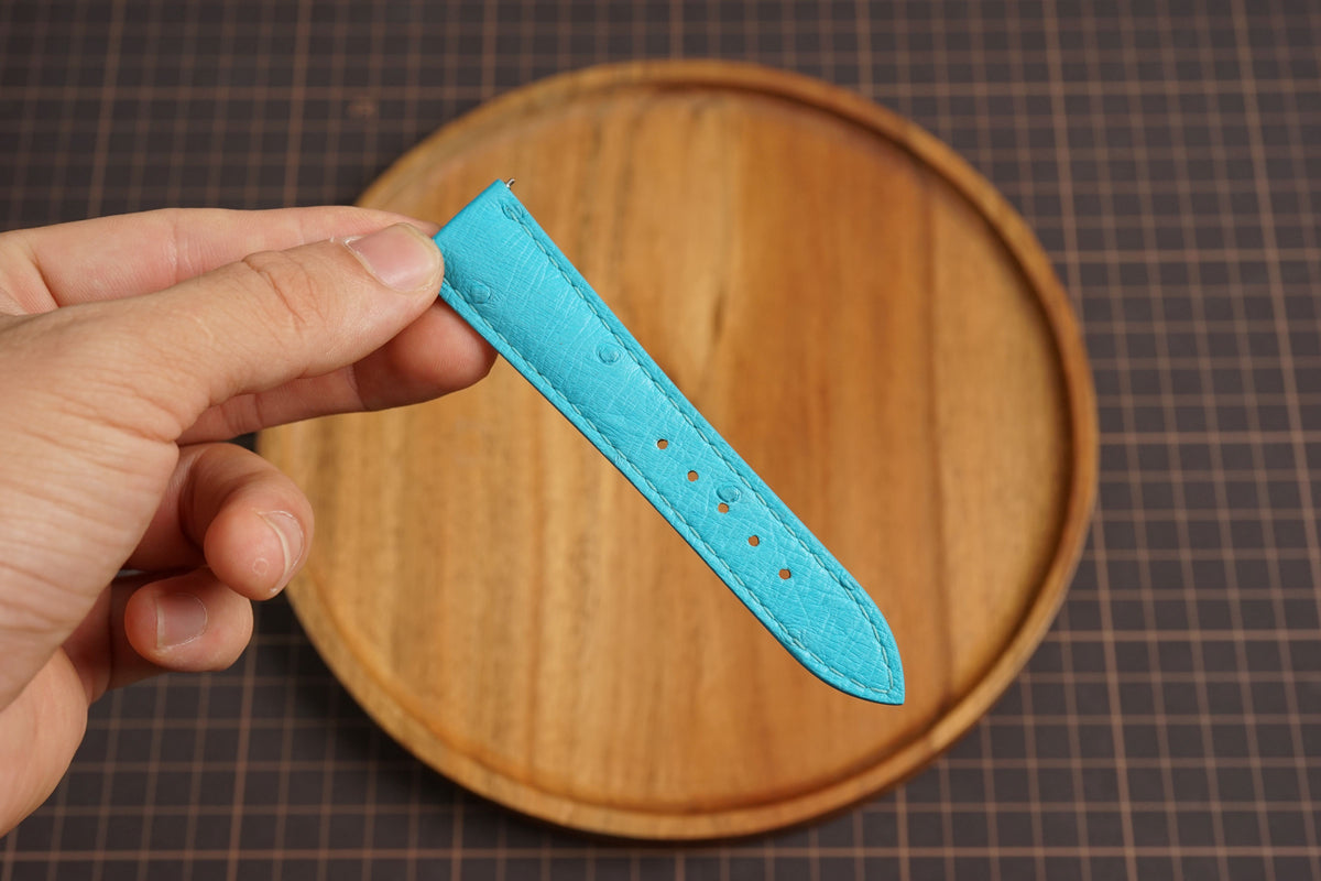 Bespoke Sky Blue Ostrich Leather Watch Strap