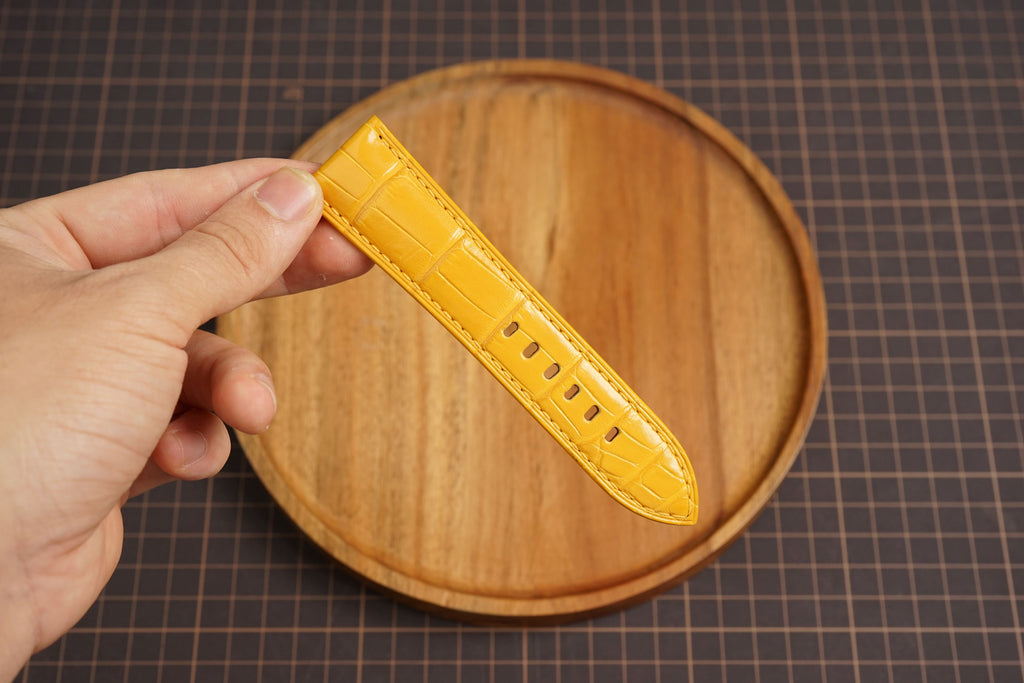 Bespoke Glossy Yellow Alligator Leather Watch Strap for Panerai 20/22/24/26/27mm