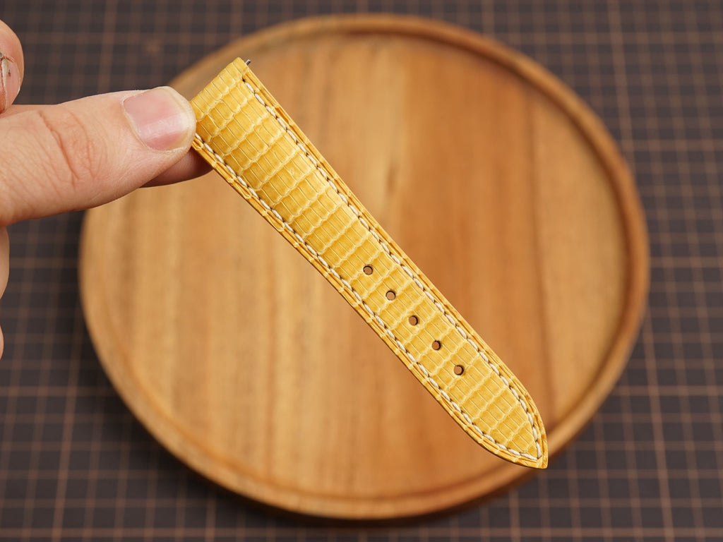 Bespoke Yellow Matte Lizard Leather Watch Strap, Dress Watch Band