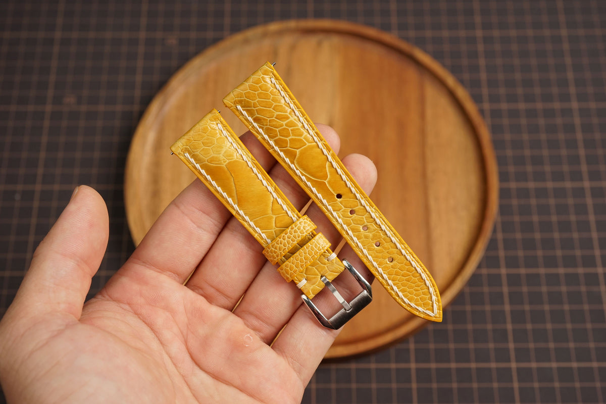 Bespoke Yellow Ostrich Leather Watch Strap