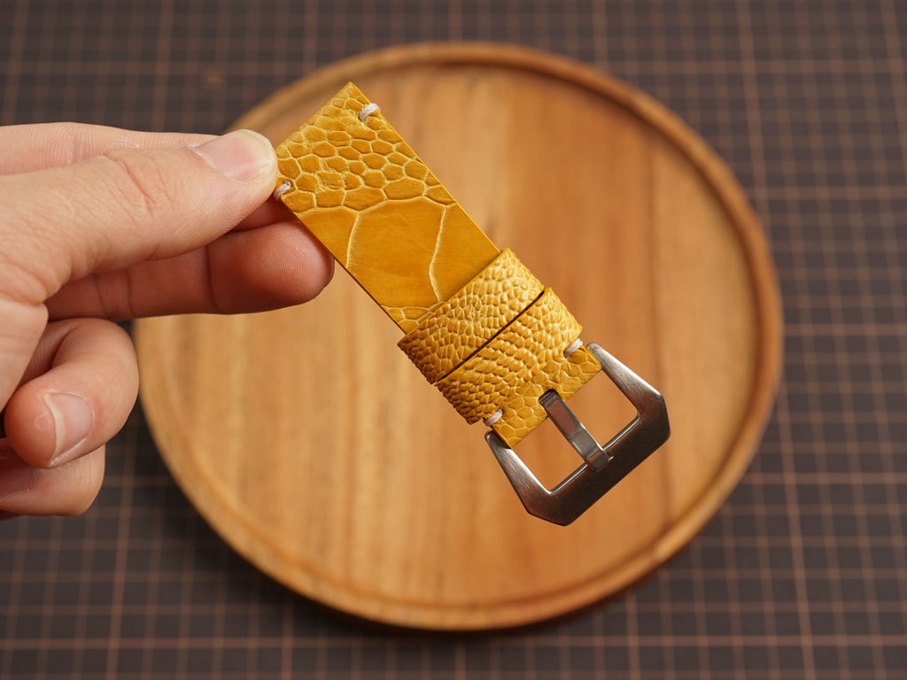 Bespoke Yellow Ostrich Leather Watch Strap for Panerai 20/22/24/26/27mm