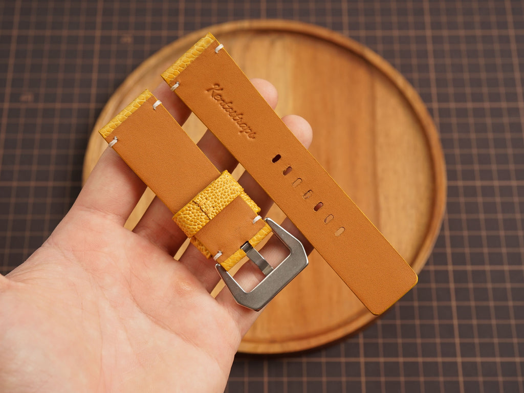 Bespoke Yellow Ostrich Leather Watch Strap for Panerai 20/22/24/26/27mm