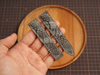 Bespoke Gray Nubuck Ostrich Leather Watch Strap with Red for Omega with Deployant Clasp