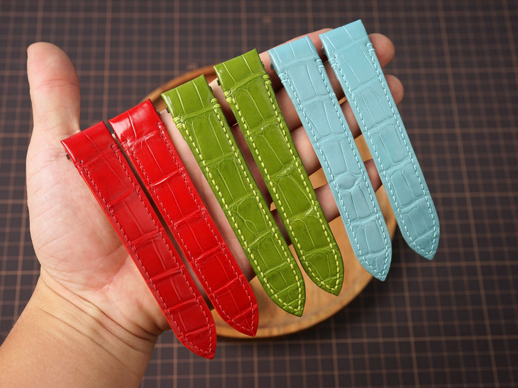 Bespoke Alligator Leather Watch Strap for Cartier Santos, Roadster, Dumont, Available in Many Colors