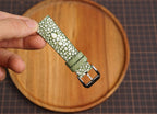 Bespoke Olive Green Double Pearl Stingray Leather Watch Strap 16/17/18/19/20/21/22/23/24/26/27mm