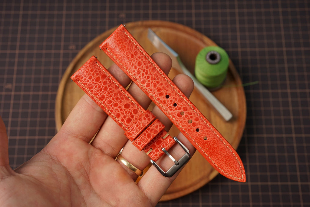 Bespoke Orange Toad Leather Watch Strap